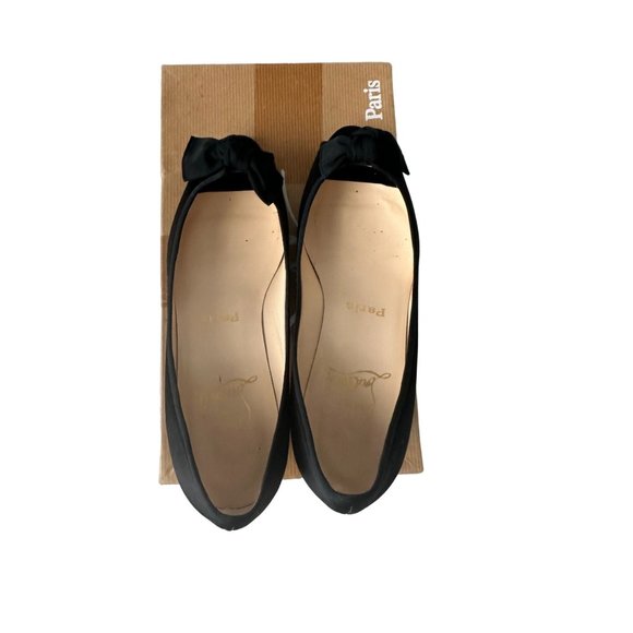 CHRISTIAN LOUBOUTIN Legionana Black Satin Bow Kitten Heels Size 36.5 /6.5 - Picture 5 of 10